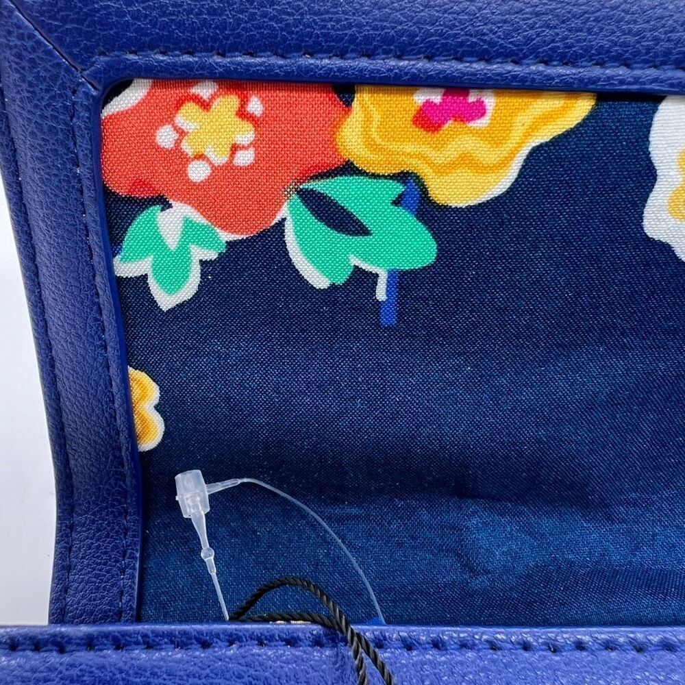 Vera Bradley RFID Audrey Faux Leather and Fabric Wallet Blue White Gray Plaid - Picture 6 of 12